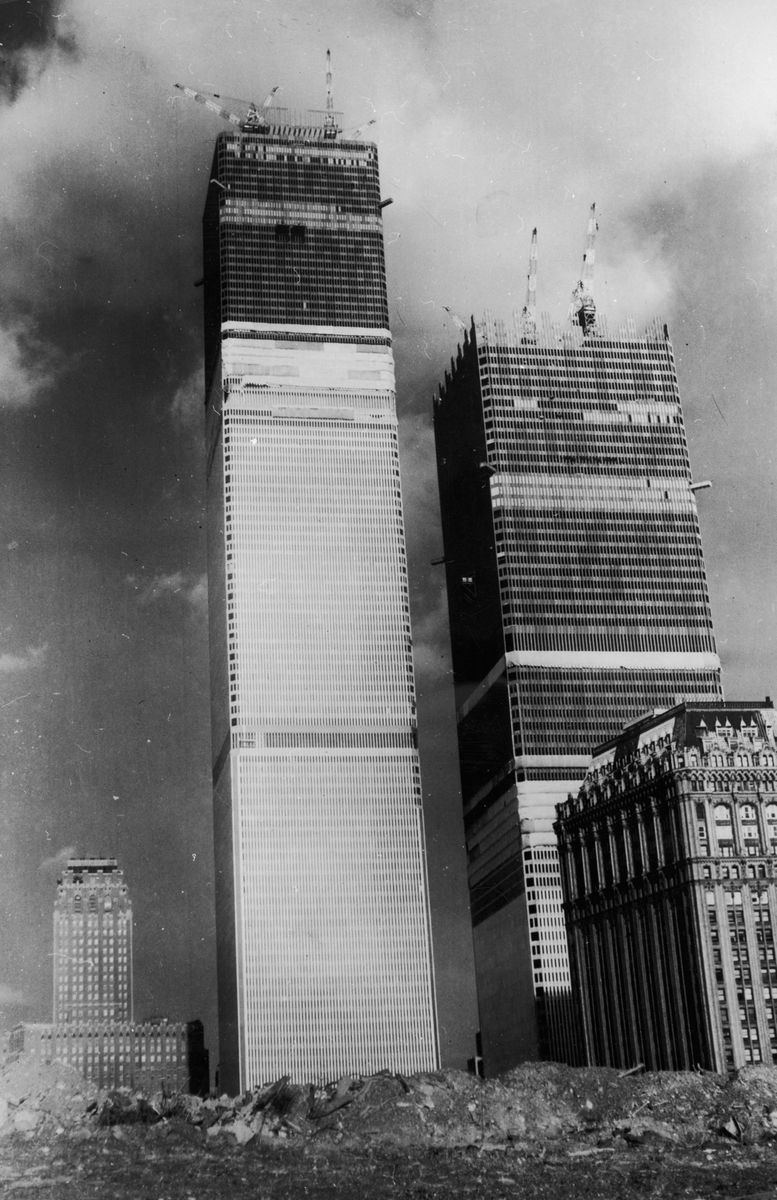 Twin Towers under construction. (Hulton Archive/Getty Images)